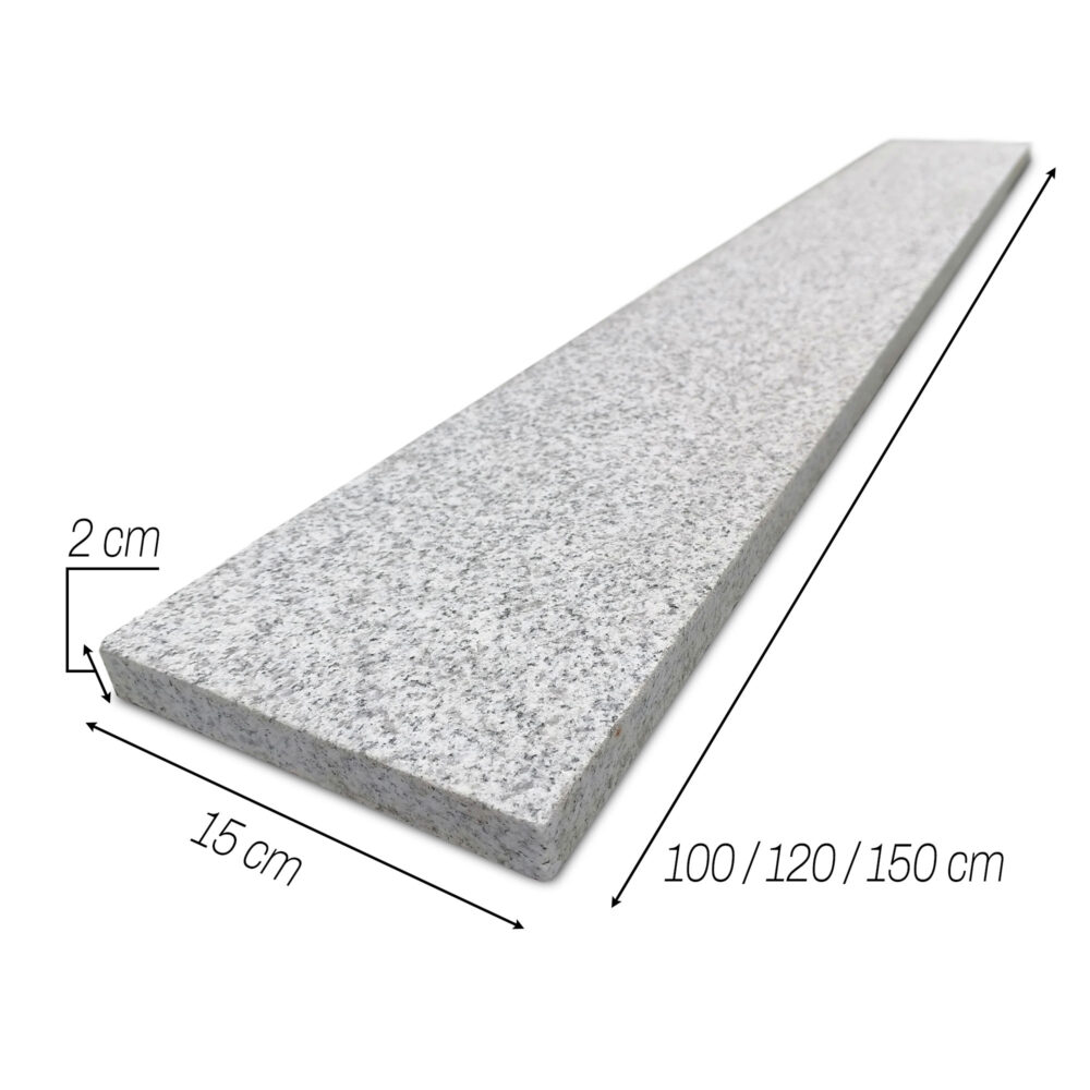 Granit Treppenstufen Außen G603 Bianco Crystal – Geflammte Trittstufe & Setzstufe 120 cm