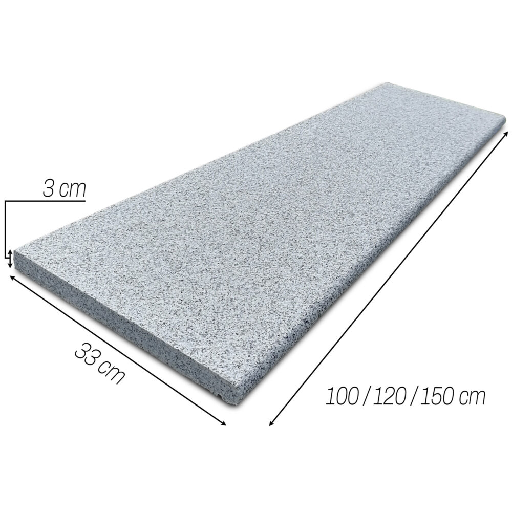 Granit Treppenstufen Außen G603 Bianco Crystal – Geflammte Trittstufe & Setzstufe 120 cm