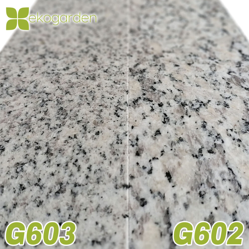 Granit Treppenstufen Außen G603 Bianco Crystal – Geflammte Trittstufe & Setzstufe 120 cm