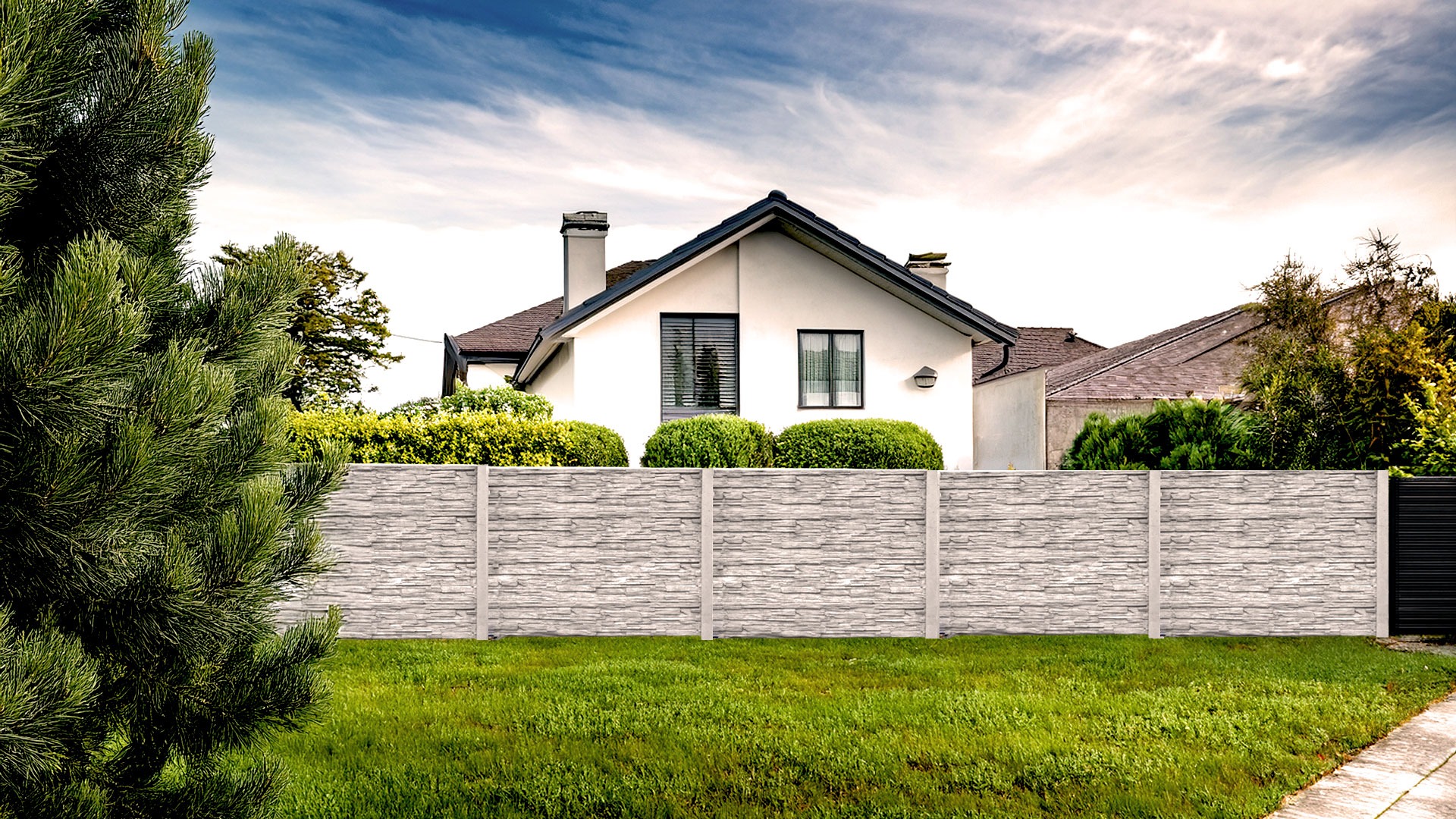 3 | Sichtschutz bnetonzaun aus polen muster sandstein